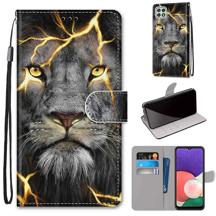 Coloured Drawing Cross Texture Horizontal Flip PU Leather Case with Holder & Card Slots & Wallet & Lanyard, For Samsung Galaxy A22 4G, For Samsung Galaxy A22 5G