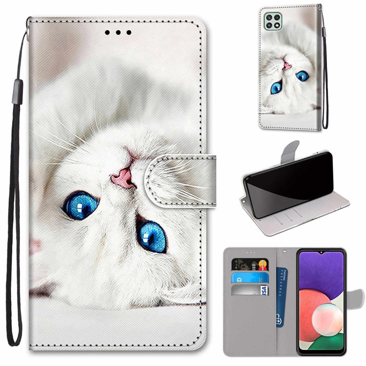 Coloured Drawing Cross Texture Horizontal Flip PU Leather Case with Holder & Card Slots & Wallet & Lanyard, For Samsung Galaxy A22 4G, For Samsung Galaxy A22 5G