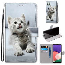 Load image into Gallery viewer, Coloured Drawing Cross Texture Horizontal Flip PU Leather Case with Holder &amp; Card Slots &amp; Wallet &amp; Lanyard, For Samsung Galaxy A22 4G, For Samsung Galaxy A22 5G