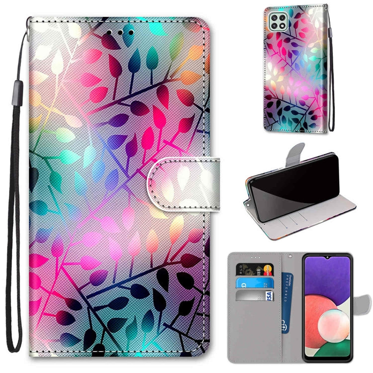 Coloured Drawing Cross Texture Horizontal Flip PU Leather Case with Holder & Card Slots & Wallet & Lanyard, For Samsung Galaxy A22 4G, For Samsung Galaxy A22 5G