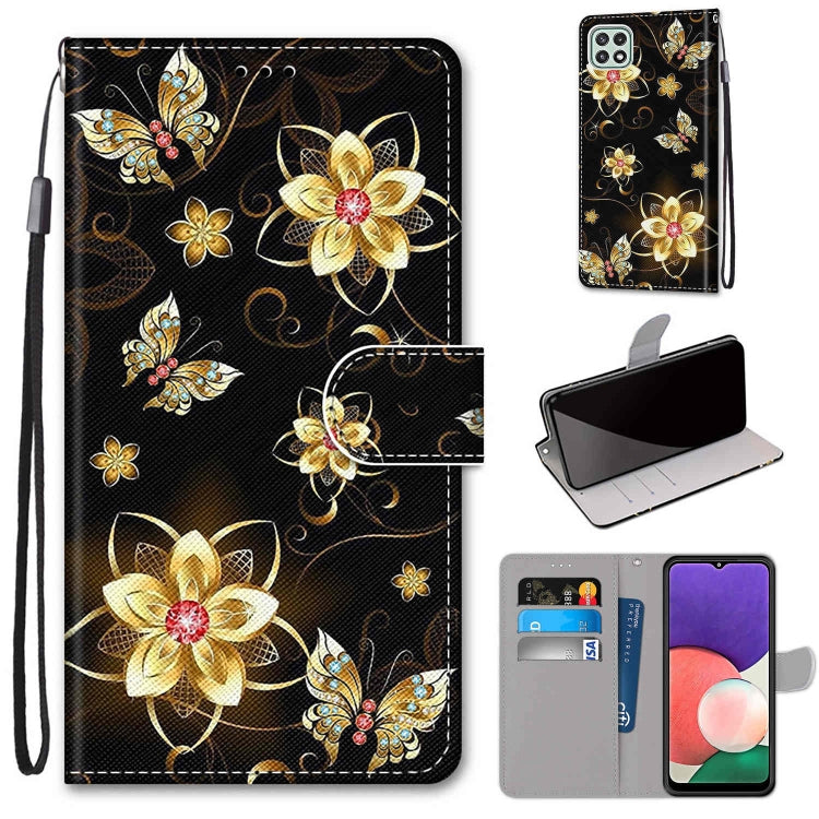 Coloured Drawing Cross Texture Horizontal Flip PU Leather Case with Holder & Card Slots & Wallet & Lanyard, For Samsung Galaxy A22 4G, For Samsung Galaxy A22 5G