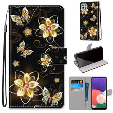 Load image into Gallery viewer, Coloured Drawing Cross Texture Horizontal Flip PU Leather Case with Holder &amp; Card Slots &amp; Wallet &amp; Lanyard, For Samsung Galaxy A22 4G, For Samsung Galaxy A22 5G