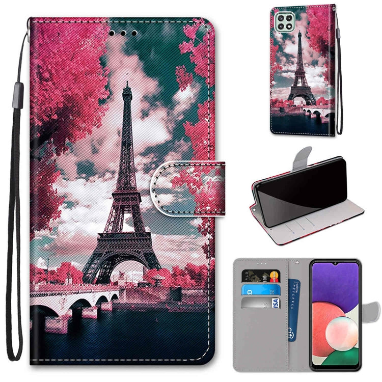 Coloured Drawing Cross Texture Horizontal Flip PU Leather Case with Holder & Card Slots & Wallet & Lanyard, For Samsung Galaxy A22 4G, For Samsung Galaxy A22 5G