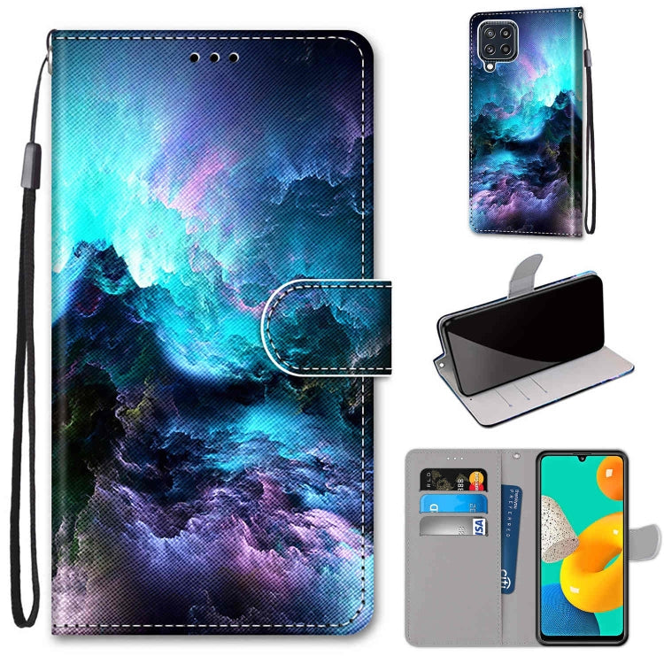 Coloured Drawing Cross Texture Horizontal Flip PU Leather Case with Holder & Card Slots & Wallet & Lanyard, For Samsung Galaxy M32, For Samsung Galaxy F22