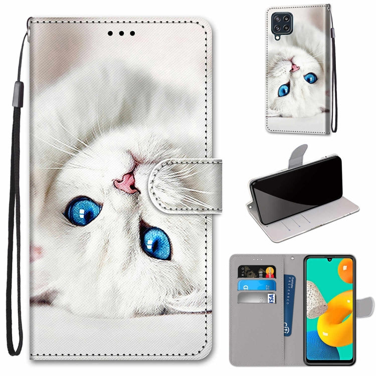 Coloured Drawing Cross Texture Horizontal Flip PU Leather Case with Holder & Card Slots & Wallet & Lanyard, For Samsung Galaxy M32, For Samsung Galaxy F22