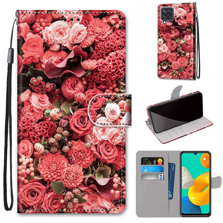 Coloured Drawing Cross Texture Horizontal Flip PU Leather Case with Holder & Card Slots & Wallet & Lanyard, For Samsung Galaxy M32, For Samsung Galaxy F22