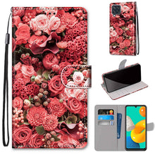 Load image into Gallery viewer, Coloured Drawing Cross Texture Horizontal Flip PU Leather Case with Holder &amp; Card Slots &amp; Wallet &amp; Lanyard, For Samsung Galaxy M32, For Samsung Galaxy F22