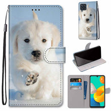 Load image into Gallery viewer, Coloured Drawing Cross Texture Horizontal Flip PU Leather Case with Holder &amp; Card Slots &amp; Wallet &amp; Lanyard, For Samsung Galaxy M32, For Samsung Galaxy F22