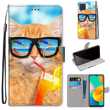 Load image into Gallery viewer, Coloured Drawing Cross Texture Horizontal Flip PU Leather Case with Holder &amp; Card Slots &amp; Wallet &amp; Lanyard, For Samsung Galaxy M32, For Samsung Galaxy F22