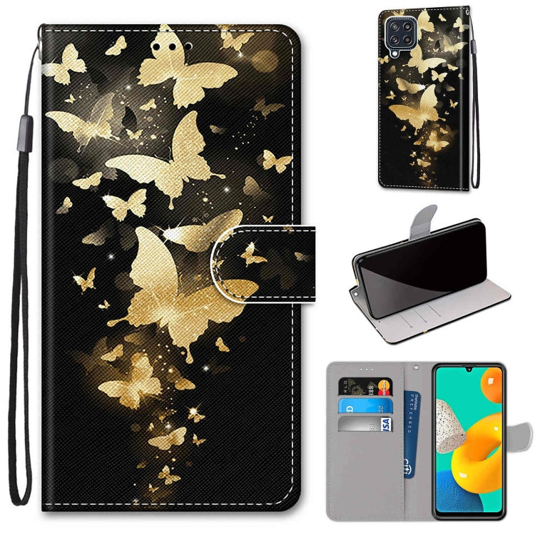 Coloured Drawing Cross Texture Horizontal Flip PU Leather Case with Holder & Card Slots & Wallet & Lanyard, For Samsung Galaxy M32, For Samsung Galaxy F22