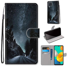 Load image into Gallery viewer, Coloured Drawing Cross Texture Horizontal Flip PU Leather Case with Holder &amp; Card Slots &amp; Wallet &amp; Lanyard, For Samsung Galaxy M32, For Samsung Galaxy F22