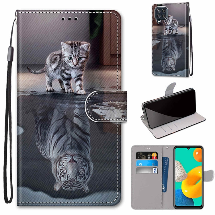 Coloured Drawing Cross Texture Horizontal Flip PU Leather Case with Holder & Card Slots & Wallet & Lanyard, For Samsung Galaxy M32, For Samsung Galaxy F22