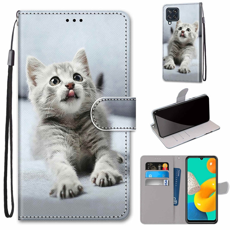 Coloured Drawing Cross Texture Horizontal Flip PU Leather Case with Holder & Card Slots & Wallet & Lanyard, For Samsung Galaxy M32, For Samsung Galaxy F22