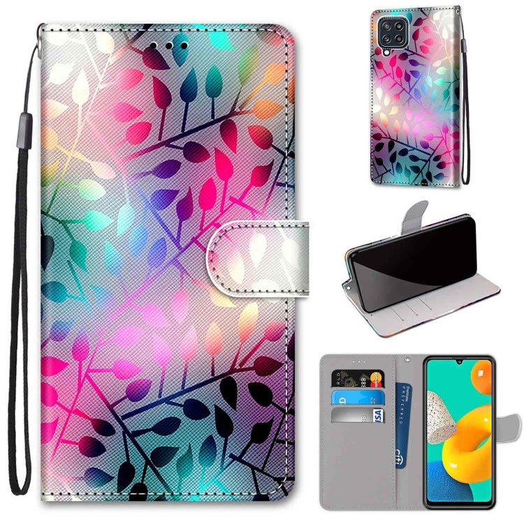 Coloured Drawing Cross Texture Horizontal Flip PU Leather Case with Holder & Card Slots & Wallet & Lanyard, For Samsung Galaxy M32, For Samsung Galaxy F22