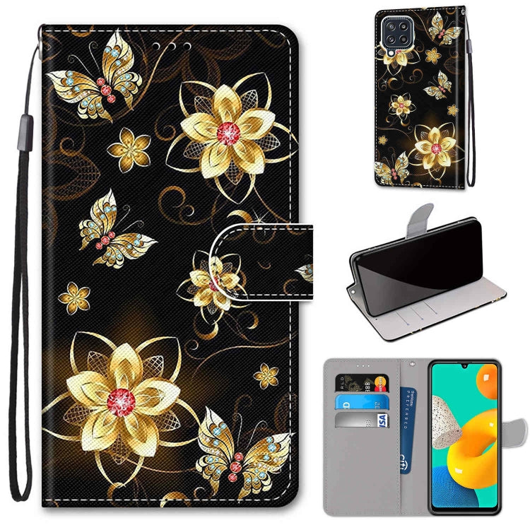Coloured Drawing Cross Texture Horizontal Flip PU Leather Case with Holder & Card Slots & Wallet & Lanyard, For Samsung Galaxy M32, For Samsung Galaxy F22