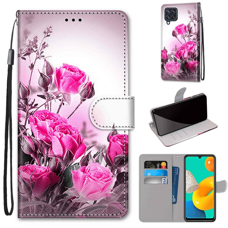 Coloured Drawing Cross Texture Horizontal Flip PU Leather Case with Holder & Card Slots & Wallet & Lanyard, For Samsung Galaxy M32, For Samsung Galaxy F22