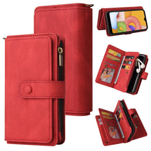 Load image into Gallery viewer, Skin Feel PU + TPU Horizontal Flip Leather Case with Holder &amp; 15 Cards Slot &amp; Wallet &amp; Zipper Pocket &amp; Lanyard, For Samsung Galaxy A01, For Samsung Galaxy A02 EU Version, For Samsung Galaxy A02s, For Samsung Galaxy A03s, For Samsung Galaxy A12 5G      ...