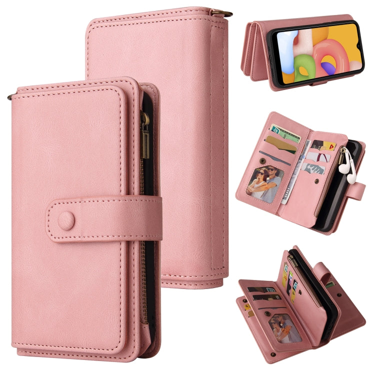 Skin Feel PU + TPU Horizontal Flip Leather Case with Holder & 15 Cards Slot & Wallet & Zipper Pocket & Lanyard, For Samsung Galaxy A01, For Samsung Galaxy A02 EU Version, For Samsung Galaxy A02s, For Samsung Galaxy A03s, For Samsung Galaxy A12 5G      ...