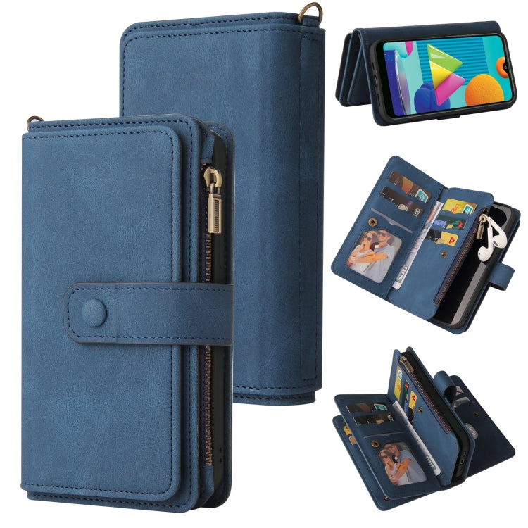 Skin Feel PU + TPU Horizontal Flip Leather Case with Holder & 15 Cards Slot & Wallet & Zipper Pocket & Lanyard, For Samsung Galaxy A01, For Samsung Galaxy A02 EU Version, For Samsung Galaxy A02s, For Samsung Galaxy A03s, For Samsung Galaxy A12 5G      ...