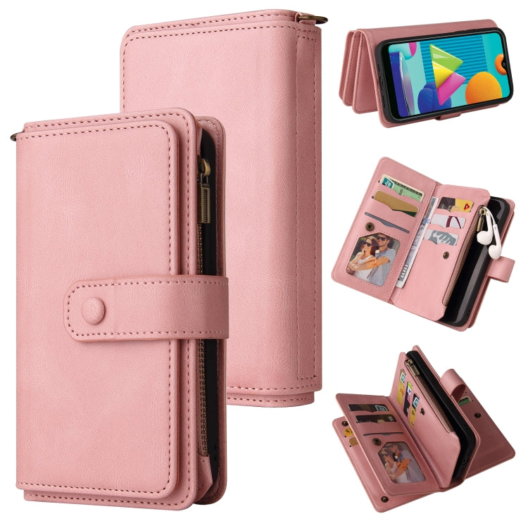 Skin Feel PU + TPU Horizontal Flip Leather Case with Holder & 15 Cards Slot & Wallet & Zipper Pocket & Lanyard, For Samsung Galaxy A01, For Samsung Galaxy A02 EU Version, For Samsung Galaxy A02s, For Samsung Galaxy A03s, For Samsung Galaxy A12 5G      ...