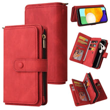 Load image into Gallery viewer, Skin Feel PU + TPU Horizontal Flip Leather Case with Holder &amp; 15 Cards Slot &amp; Wallet &amp; Zipper Pocket &amp; Lanyard, For Samsung Galaxy A01, For Samsung Galaxy A02 EU Version, For Samsung Galaxy A02s, For Samsung Galaxy A03s, For Samsung Galaxy A12 5G      ...