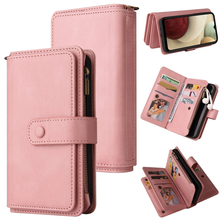 Skin Feel PU + TPU Horizontal Flip Leather Case with Holder & 15 Cards Slot & Wallet & Zipper Pocket & Lanyard, For Samsung Galaxy A01, For Samsung Galaxy A02 EU Version, For Samsung Galaxy A02s, For Samsung Galaxy A03s, For Samsung Galaxy A12 5G      ...