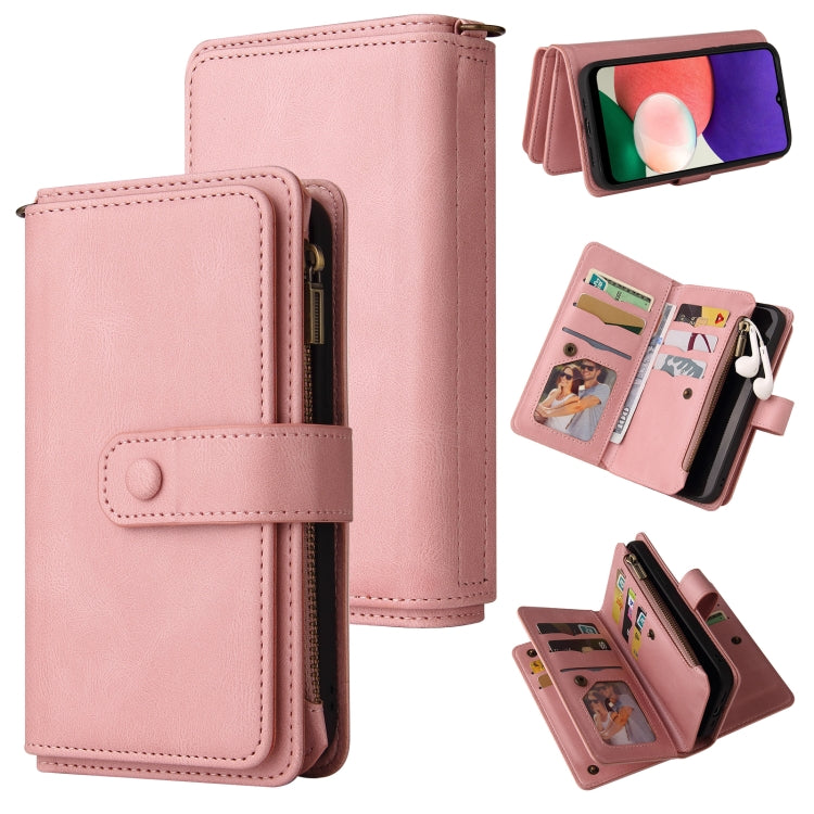 Skin Feel PU + TPU Horizontal Flip Leather Case with Holder & 15 Cards Slot & Wallet & Zipper Pocket & Lanyard, For Samsung Galaxy A01, For Samsung Galaxy A02 EU Version, For Samsung Galaxy A02s, For Samsung Galaxy A03s, For Samsung Galaxy A12 5G      ...