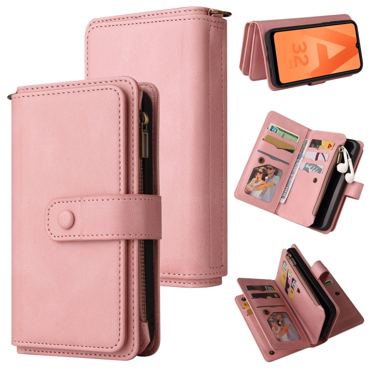 Skin Feel PU + TPU Horizontal Flip Leather Case with Holder & 15 Cards Slot & Wallet & Zipper Pocket & Lanyard, For Samsung Galaxy A01, For Samsung Galaxy A02 EU Version, For Samsung Galaxy A02s, For Samsung Galaxy A03s, For Samsung Galaxy A12 5G      ...