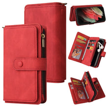 Load image into Gallery viewer, Skin Feel PU + TPU Horizontal Flip Leather Case with Holder &amp; 15 Cards Slot &amp; Wallet &amp; Zipper Pocket &amp; Lanyard, For Samsung Galaxy S20+, For Samsung Galaxy S20 Ultra, For Samsung Galaxy S21 5G, For Samsung Galaxy S21 FE 5G, For Samsung Galaxy S21 Ultra...