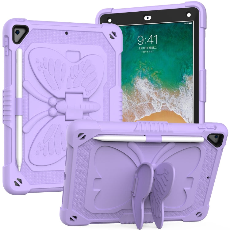 Pure Color PC + Silicone Anti-drop Protective Case with Butterfly Shape Holder & Pen Slot, For iPad 9.7 2018 & 2017 / Pro 9.7 inch / Air 2 / 6, For iPad 10.2 2021 & 2020 & 2019 / Air 3 10.5 inch, For iPad mini 6 2021 / mini 2024                        ...