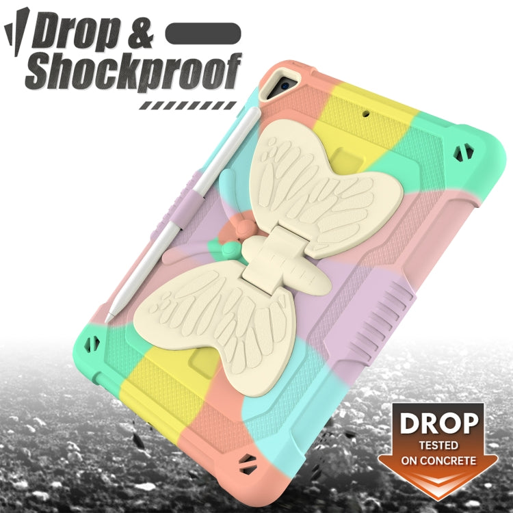 Beige PC + Silicone Anti-drop Protective Case with Butterfly Shape Holder & Pen Slot, For iPad 9.7 2018 & 2017 / Pro 9.7 inch / Air 2 / 6, For iPad 10.2 2021 & 2020 & 2019 / Air 3 10.5 inch, For iPad 10.2 2020 & 2019 / Air 3 10.5 inch                  ...