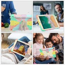 Load image into Gallery viewer, Beige PC + Silicone Anti-drop Protective Case with Butterfly Shape Holder &amp; Pen Slot, For iPad 9.7 2018 &amp; 2017 / Pro 9.7 inch / Air 2 / 6, For iPad 10.2 2021 &amp; 2020 &amp; 2019 / Air 3 10.5 inch, For iPad 10.2 2020 &amp; 2019 / Air 3 10.5 inch                  ...