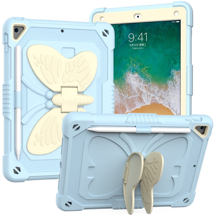 Beige PC + Silicone Anti-drop Protective Case with Butterfly Shape Holder & Pen Slot, For iPad 9.7 2018 & 2017 / Pro 9.7 inch / Air 2 / 6, For iPad 10.2 2021 & 2020 & 2019 / Air 3 10.5 inch, For iPad 10.2 2020 & 2019 / Air 3 10.5 inch                  ...