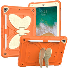 Load image into Gallery viewer, Beige PC + Silicone Anti-drop Protective Case with Butterfly Shape Holder &amp; Pen Slot, For iPad 9.7 2018 &amp; 2017 / Pro 9.7 inch / Air 2 / 6, For iPad 10.2 2021 &amp; 2020 &amp; 2019 / Air 3 10.5 inch, For iPad 10.2 2020 &amp; 2019 / Air 3 10.5 inch                  ...