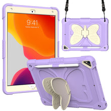 Load image into Gallery viewer, Beige PC + Silicone Anti-drop Protective Case with Butterfly Shape Holder &amp; Pen Slot, For iPad 9.7 2018 &amp; 2017 / Pro 9.7 inch / Air 2 / 6, For iPad 10.2 2021 &amp; 2020 &amp; 2019 / Air 3 10.5 inch, For iPad 10.2 2020 &amp; 2019 / Air 3 10.5 inch                  ...