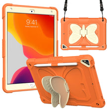 Load image into Gallery viewer, Beige PC + Silicone Anti-drop Protective Case with Butterfly Shape Holder &amp; Pen Slot, For iPad 9.7 2018 &amp; 2017 / Pro 9.7 inch / Air 2 / 6, For iPad 10.2 2021 &amp; 2020 &amp; 2019 / Air 3 10.5 inch, For iPad 10.2 2020 &amp; 2019 / Air 3 10.5 inch                  ...