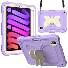 Load image into Gallery viewer, Beige PC + Silicone Anti-drop Protective Case with Butterfly Shape Holder &amp; Pen Slot, For iPad 9.7 2018 &amp; 2017 / Pro 9.7 inch / Air 2 / 6, For iPad 10.2 2021 &amp; 2020 &amp; 2019 / Air 3 10.5 inch, For iPad 10.2 2020 &amp; 2019 / Air 3 10.5 inch                  ...
