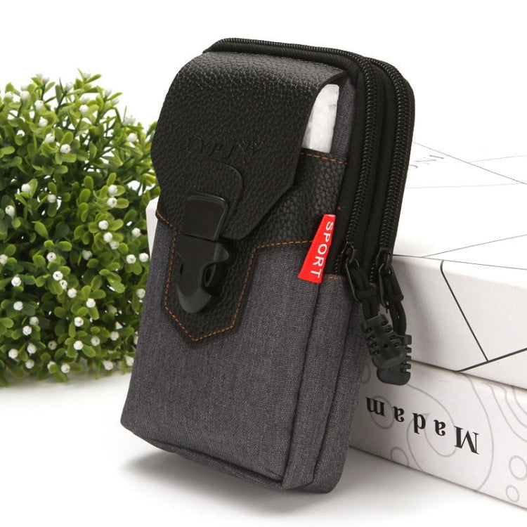 For 6-7 inch Mobile Phones Universal PU Leather + Fabric Stitching Waist Bag