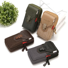 Load image into Gallery viewer, For 6-7 inch Mobile Phones Universal PU Leather + Fabric Stitching Waist Bag