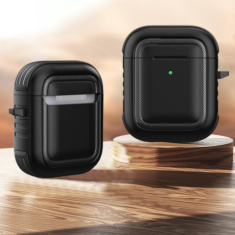 Wireless Earphones Shockproof TPU + PC Protective Case with Carabiner, For AirPods 1 / 2, For AirPods Pro