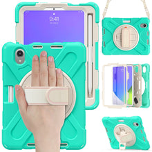 Load image into Gallery viewer, Silicone Hybrid PC Tablet Case with Grip Holder &amp; Shoulder Strap, For iPad mini 6 / mini 2024
