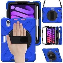 Load image into Gallery viewer, Silicone Hybrid PC Tablet Case with Grip Holder &amp; Shoulder Strap, For iPad mini 6 / mini 2024