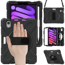 Load image into Gallery viewer, Silicone Hybrid PC Tablet Case with Grip Holder &amp; Shoulder Strap, For iPad mini 6 / mini 2024