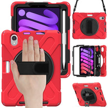 Load image into Gallery viewer, Silicone Hybrid PC Tablet Case with Grip Holder &amp; Shoulder Strap, For iPad mini 6 / mini 2024