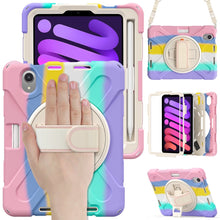 Load image into Gallery viewer, Silicone Hybrid PC Tablet Case with Grip Holder &amp; Shoulder Strap, For iPad mini 6 / mini 2024