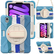 Load image into Gallery viewer, Silicone Hybrid PC Tablet Case with Grip Holder &amp; Shoulder Strap, For iPad mini 6 / mini 2024