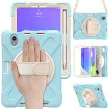 Load image into Gallery viewer, Silicone Hybrid PC Tablet Case with Grip Holder &amp; Shoulder Strap, For iPad mini 6 / mini 2024