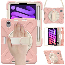 Load image into Gallery viewer, Silicone Hybrid PC Tablet Case with Grip Holder &amp; Shoulder Strap, For iPad mini 6 / mini 2024