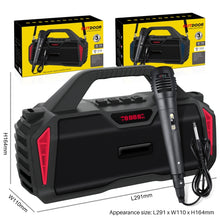 Load image into Gallery viewer, New Rixing NR-6011M Bluetooth 5.0 Portable Outdoor Karaoke Wireless Bluetooth Speaker with Microphone &amp; Shoulder Strap, NR-6011M(Black), NR-6011M(Red), NR-6011M(Blue), NR-6011M(Green)