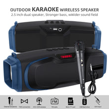 Load image into Gallery viewer, New Rixing NR-6012M Bluetooth 5.0 Portable Outdoor Karaoke Wireless Bluetooth Speaker with Microphone &amp; Shoulder Strap, NR-6012M(Blue), NR-6012M(Green), NR-6012M(Black), NR-6012M(Red)